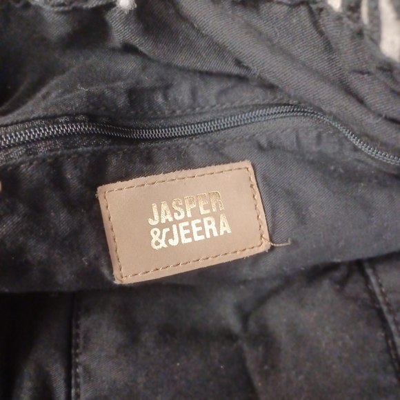 Anthro Jack and Dakota Black White Fringe Boho Purse Bag - Picture 3 of 10